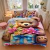 3pcs Anime Teddy Bear Bedding Set - Includes One Quilt Cover and Two Pillowcases (No Core) - Home Decor, Festival Gift, Polyester Fabric, Ca