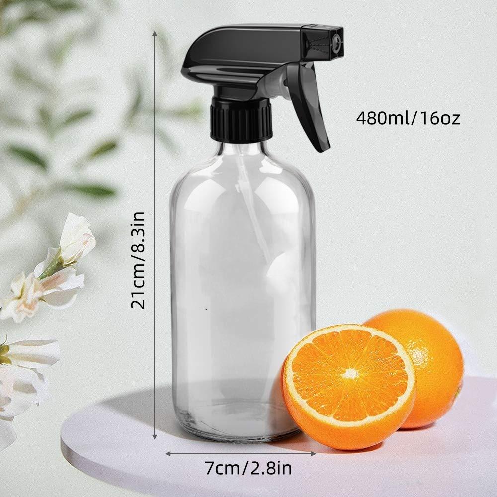 4 Glass Spray Bottles, 16oz Clear Glass Spray Bottles  Adjustable Nozzle, Reusable Containers for Cleaning, For Cleaning
