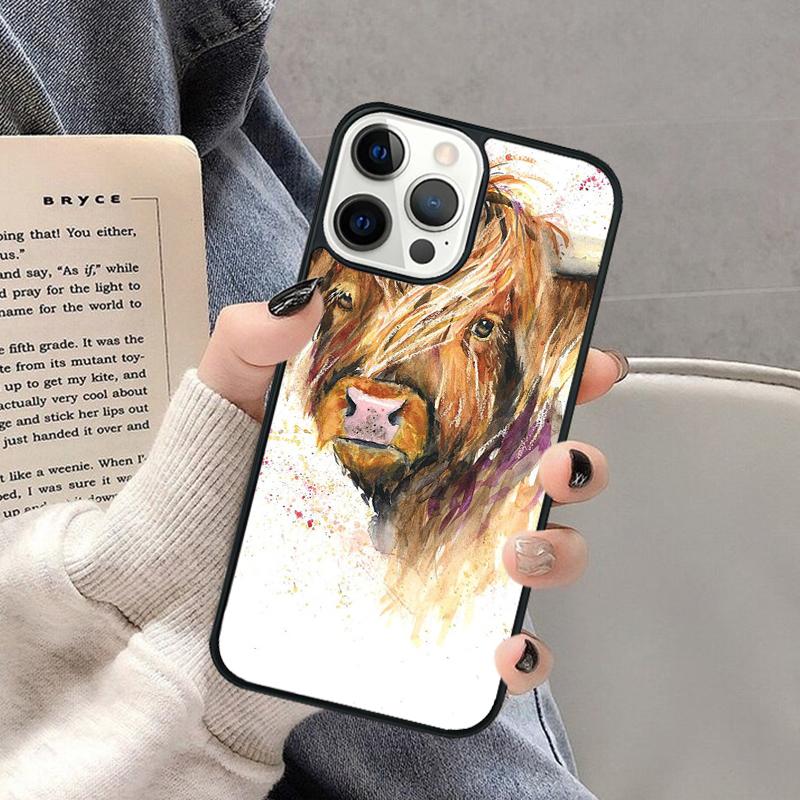 

Animal cattle cow watercolor painting Phone Case for iPhone 17 Air 16 16e 15 Plus for Apple 13 11 12 14 Pro Max Cover iPhone 13