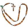 Rosario in Legno d'Olivo Collana Cattolica Medaglia di San Benedetto Crocifisso Croce Regalo Donne Uomini Cattolico