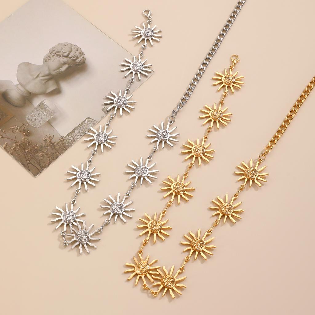 Bohemian Retro Metal Smiley Face Waist Chain Sunflower Summer Fashionable Dress Waist Versatile Body Chain Sexy Accessories