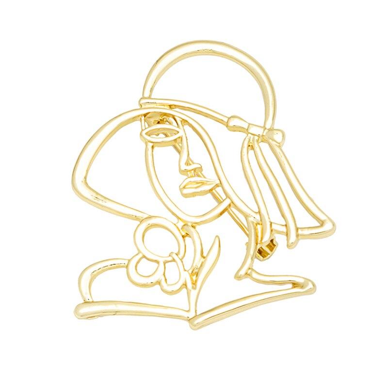 Blucome Vintage Beauty Avatar Shape Brooch Women's Brooch for Coat Suit Hijab Laple Pins Christmas Gift