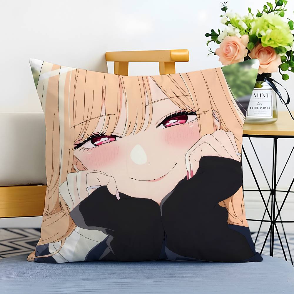 My Dress-Up Darling M-Marin Kitagawa Pillow Case Anti-dustmite Pillowcase Invisible Zipper Silky Short Plush Sofa Cushion Cover