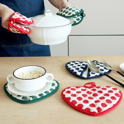 2-in-1 Anti-Scalding Gloves Double Layer Cotton Insulation Pads High Temperature Resistant Oven Mitts for Baking Kitchen