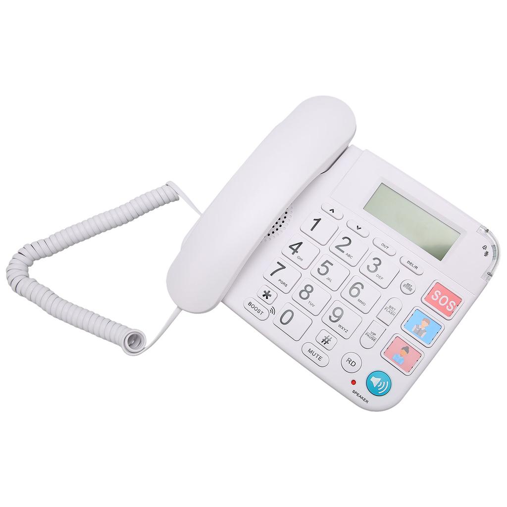 Home Corded Phone LCD Display Ringtone Volume Adjustment Big Button Landline with Speaker for Seniors