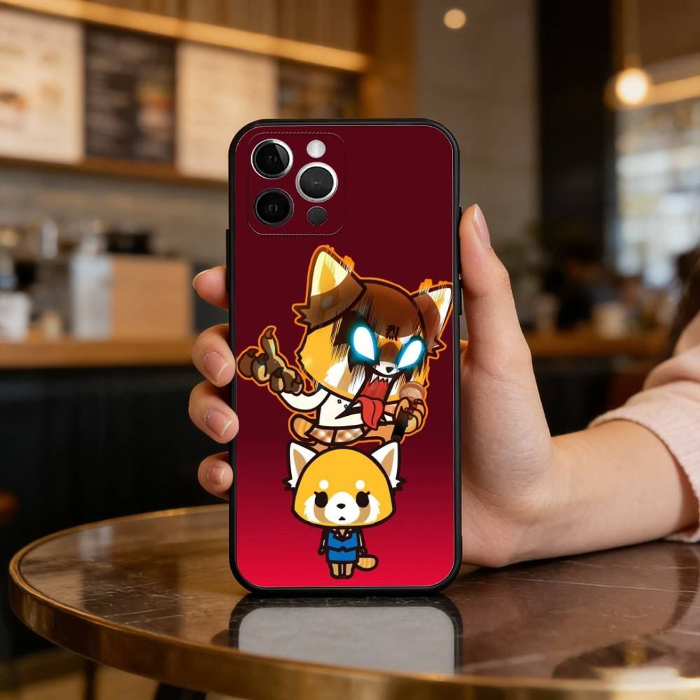 

A-Aggretsuko-KO Soft Silicone Black Cover,Phone Case For iPhone 17,16,15,14,13,12,11 Plus,Pro Max,XS iPhone16promax