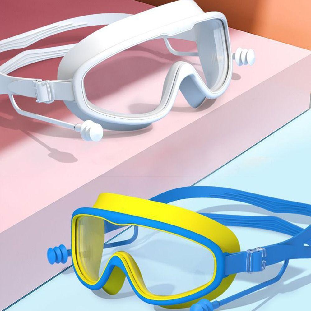 

Large Frame Swimming Goggles Anti-fog Swim Training Glasses Anti-UV Diving Eyewear Water Sports Pink&White-Kids