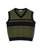 Oioi Collection Striped Knit Vest_Khaki