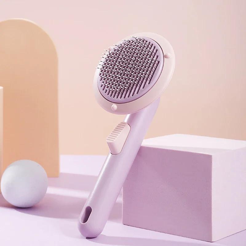 

Pet Hair Remover Comb for Cats and Dogs, Massage Brush, Special Needle Combs, Self Cleaner, Dog Accessories фіолетовий