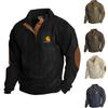 European-American Men's Corduroy Pullover Henley Shirt - Casual Long-Sleeve Sweatshirt