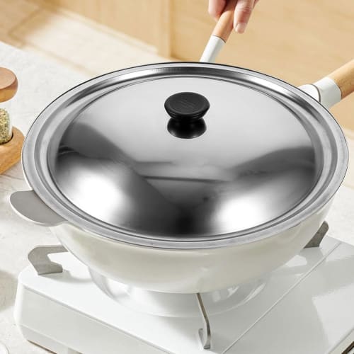 HOLIDYOYO All-Purpose Pot/Frying Pan Lid, 32cm Wok Lid, Stainless Steel/Iron Pot Lid, Skillet Lid/Frying Pan Replacement, Cooking Knob Included, Cookw