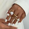 5Pcs/Set Retro Baroque Shaped Pearl Asymmetric Rings for Women Punk Gold Color Metal Geometric Rings Set Party Jewelry Gifts