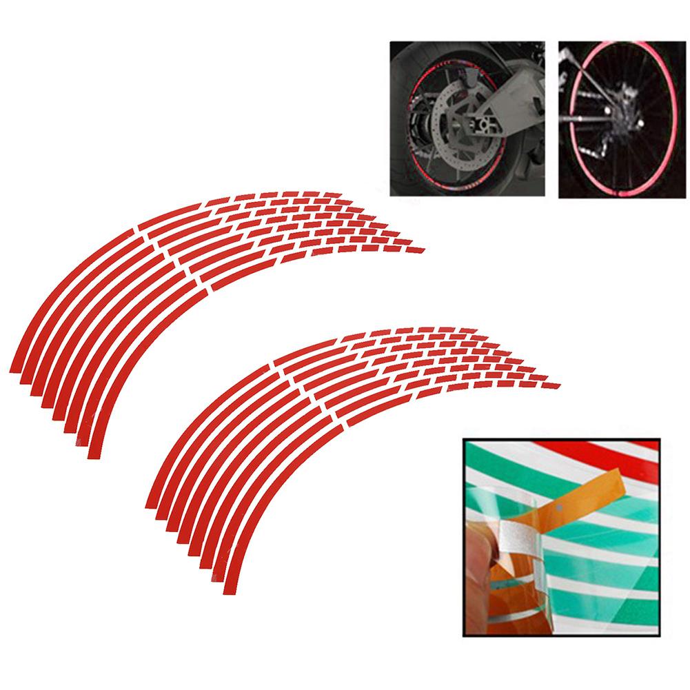 16pcs Bike Motorcycle 16 18inch Reflective Wheel Strip Stickers Decoration Accessory