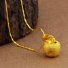 Christmas Eve Gift: Euro Coin Apple Pendant Necklace in Frosted Solid Finish, Vietnamese Sand Gold Plating