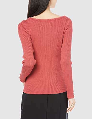 Jill by Jill Stuart Women's Feather Edge Skala Rib Knit Sweater, Red, FR