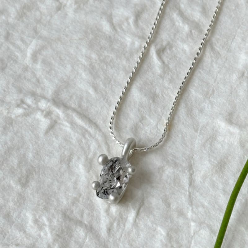 warmrecord Silver925 matte ddddot Herkimer Diamond Necklace_ONE021