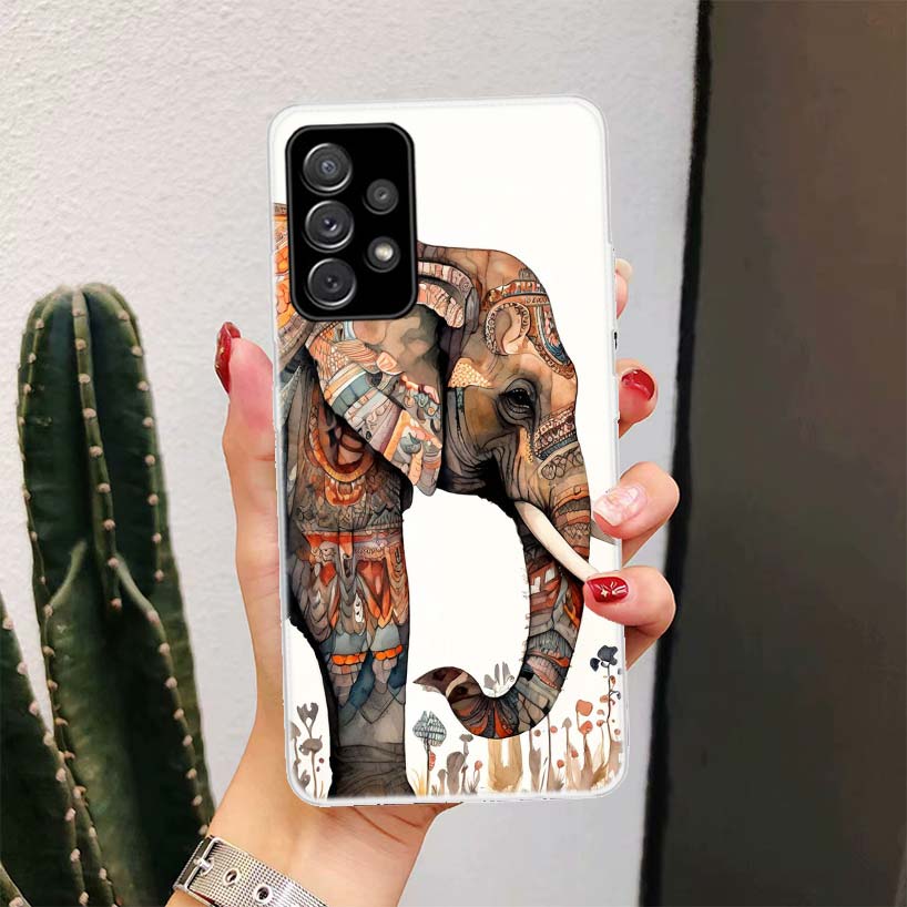 Elephant Mandala Aztec For Samsung Galaxy A16 A15 A14 A13 A56 A55 A54 A53 Phone Case A36 A35 A34 A33 A26 A25 A24 A23 A05S A04S A