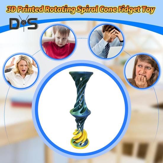 3D Printed Spiral Toy with Launching Ball Impossible Pyramid Passthrough Sculpture Vortex Thread Illusion Stress Relief Kids Adults Mini Spiral