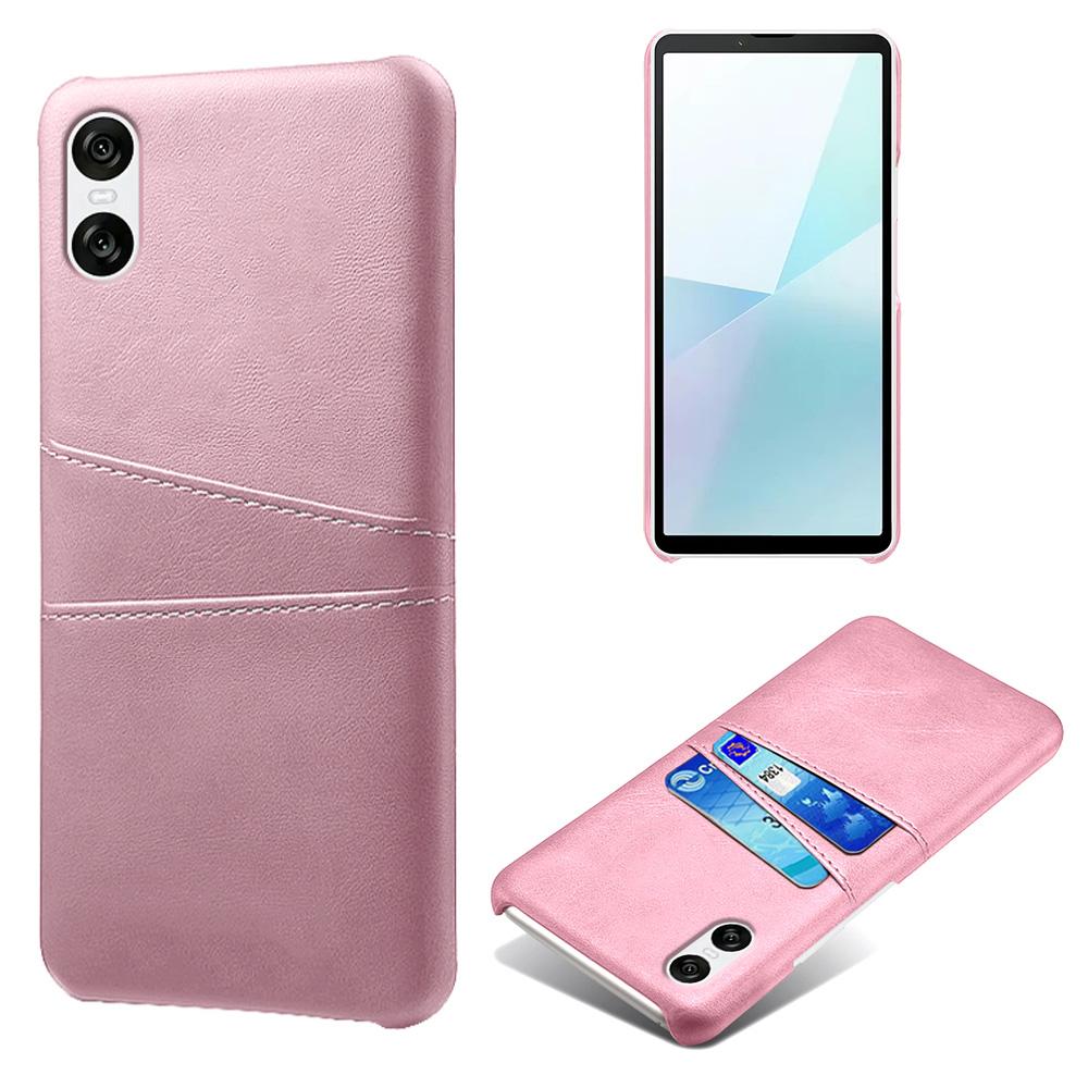 For Sony Xperia 10 VI Case Leather Coated PC Phone Cover Back Dual Card Slots