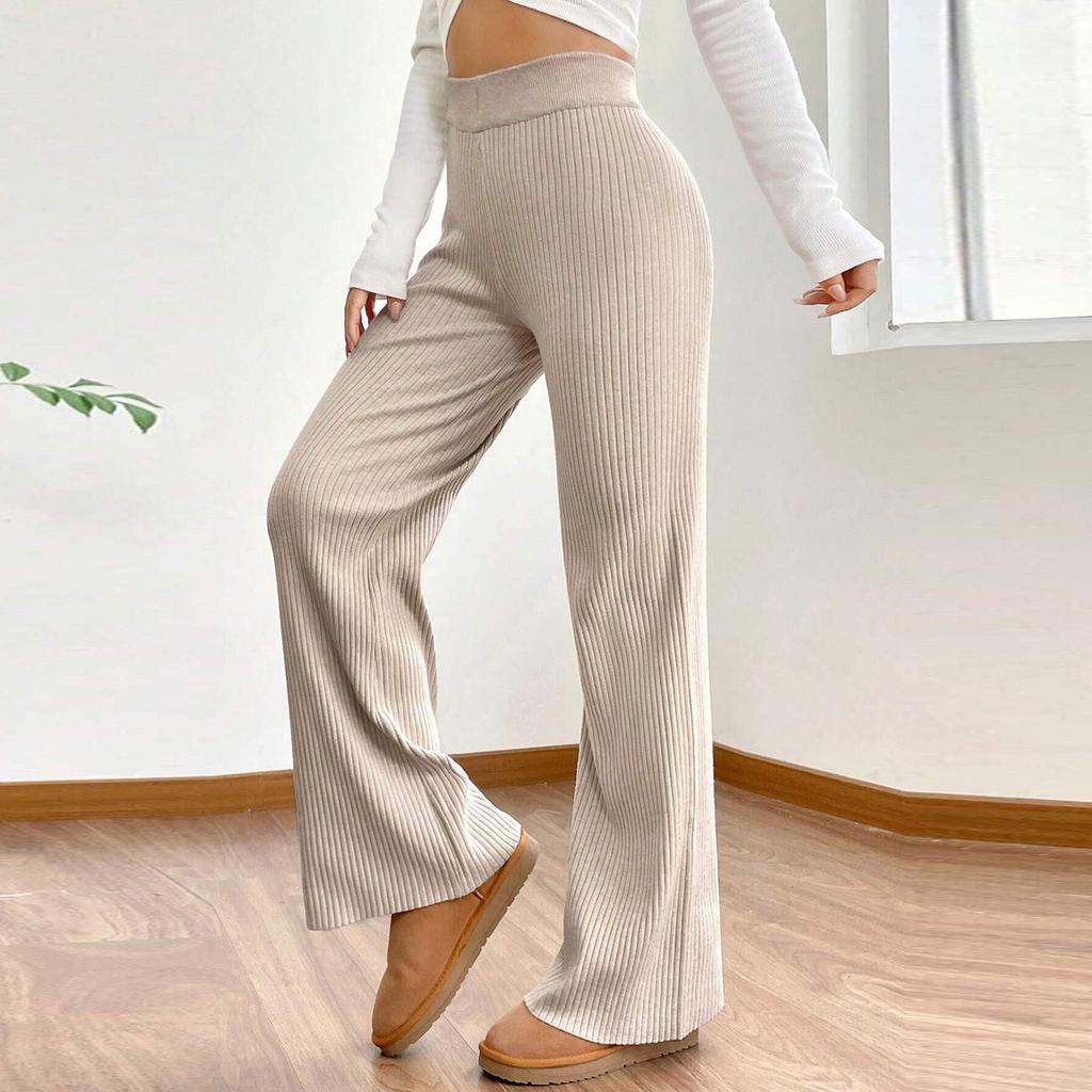 Women's Casual Fashion Solid Color Elastic Waist Drawstring Workwear Wide Leg Pants With Pockets