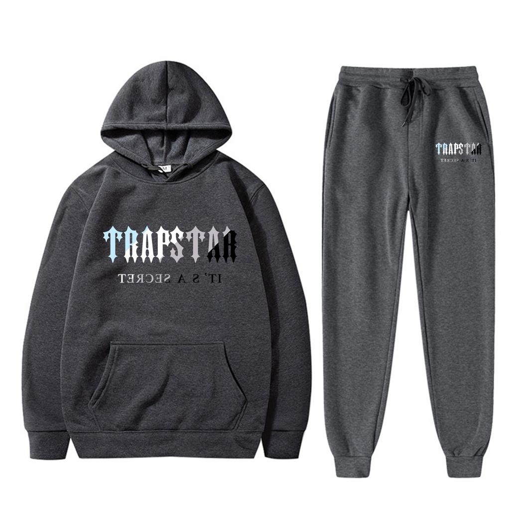 Herren- und Damen-Plüsch-Langarmhose Lockerer Kapuzenpullover Bestickt Bedrucktes Kapuzenpullover-Set