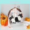 Halloween Terrifying Pumpkin Vine Wreath Spooky Decoration With Gory Bloody Spider Webs