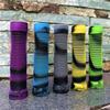 Multicolor Striped Non-Slip Rubber Handlebar Grips - Shock Absorbing & Soft for Mountain Bikes.