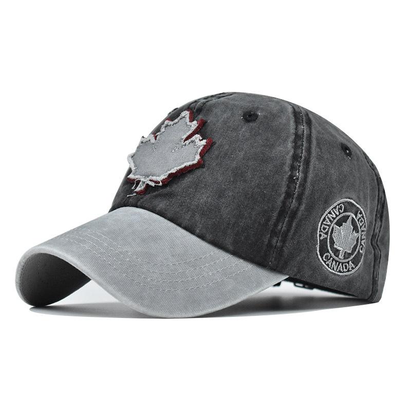 CHRLCK Unisex Maple Leaf Baseball Caps Borduurwerk Gewassen Katoen Snapback Hoeden voor Mannen Vrouwen Vintage Sport Baseball Hoeden Papa Visor Hoeden 54-60cm