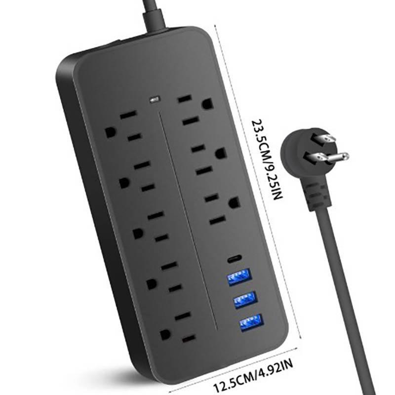 Power Strip US Plug AC Outlets Multitap Electrical Socket Extension Cord With USB C Ports Fast Charging Network Filter Adapter