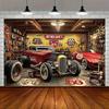 Vintage Hot Rod Garage Party Banner - Geeignet für Zuhause, Fotorequisiten und nostalgische Veranstaltungen mit Oldtimer-Szenen