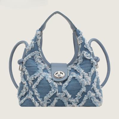 Weiche Stoff Schulter Umhängetaschen für Damen Luxus Designer Geldbörsen und Handtaschen Raw Edge Lässige Achsel Hobo Tasche