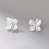 925 Silver Flower Stud Earrings for Girls Korean Screw Ear Bone Nail Ladies Piercing Jewelry Lily Design