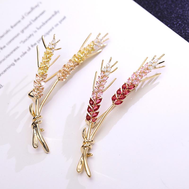 SUYU Luxury Cpper Micro Inlaid Cubic Zirconia Colorful Wheat Brooch Zircon Gifts Clothing Accessories