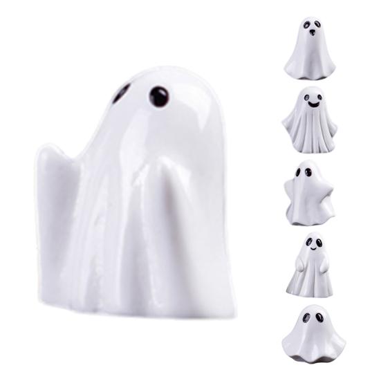 Piccole Sculture di Fantasmi in Resina 5 Pezzi Mini Figure, Fantasmini per Decorazione di Halloween, Accenti Decorativi per la Casa Gotica Ornamenti Spettrali Vasi a Gradini