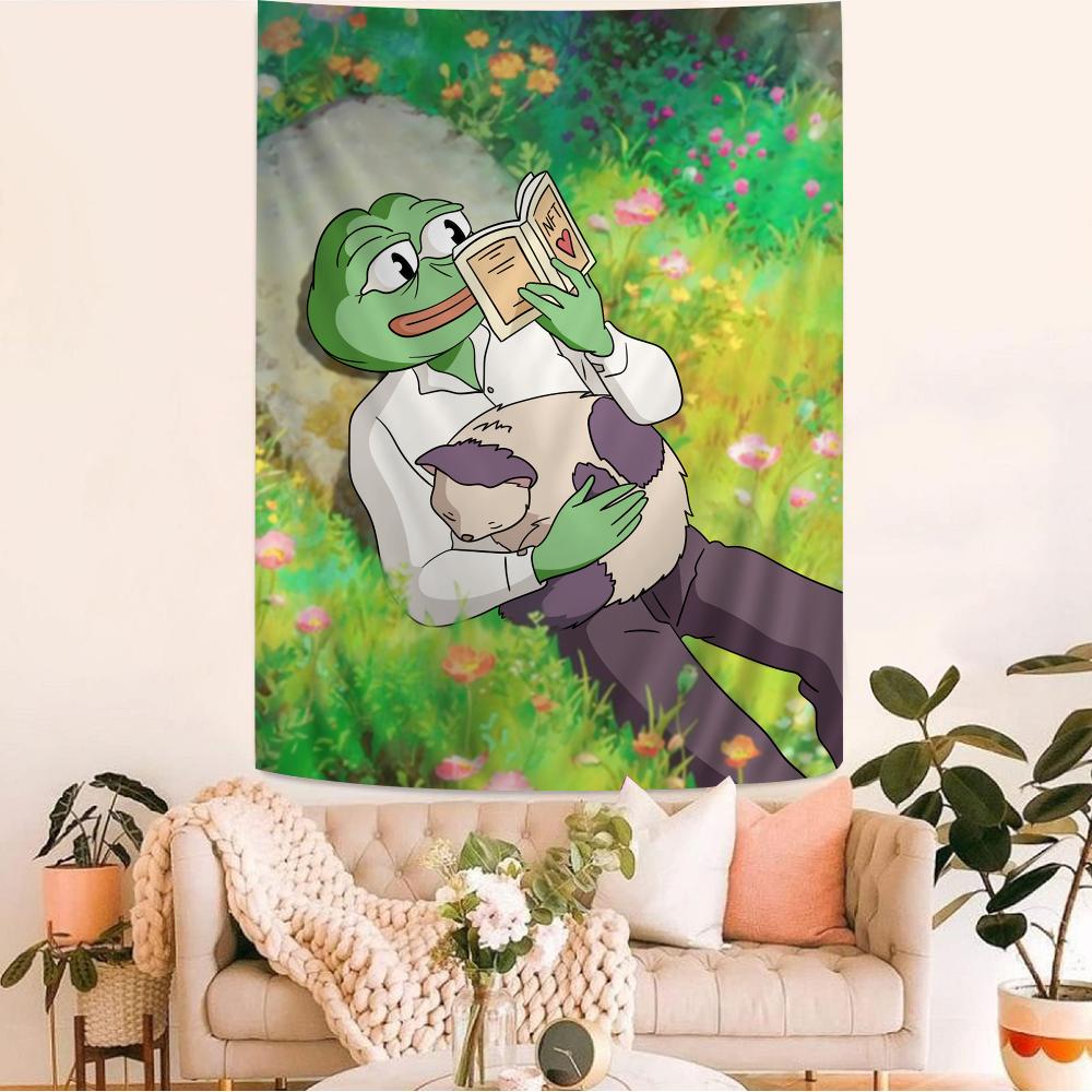 Sad PPepe the Frog Hanging Bohemian Tapestry Hanging Tarot Hippie Wall Rugs Dorm Japanese Tapestry