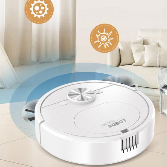 Sweeping Robot Slim Body Compact with Extended Brush Design Cleaner USB Charging 3-in-1 Sweeping Robot for Household
