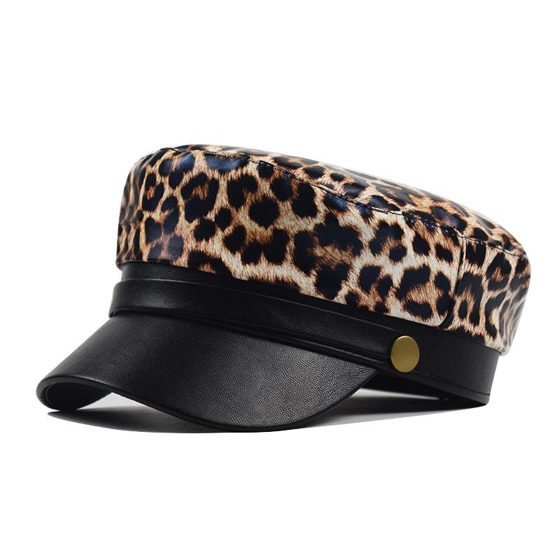 New Han-Style Leopard-Print Trendy Baseball Cap For Children, Suitable For Autumn And Winter, Retro Flat-Top Hat