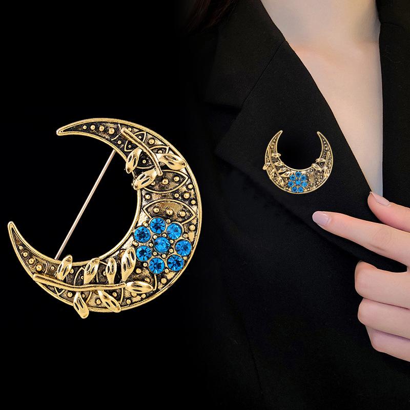 Enamel Sun Brooch Women's Unisex Rhinestone Moon Brooch Office Event Party Friend Gift Jewelry Accessory Decoration