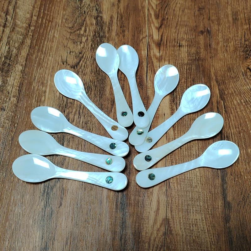 3 st Skal Kaviarskedar Pärlemor Kaviarskedar Runt Handtag för Kaviar, Ägg, Glass, Kaffe, Restaurangservering