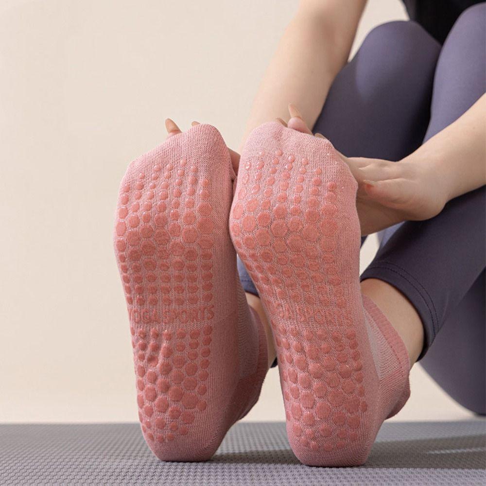 5Pairs Sweat-Absorbent Anti-Slip Fitness Socks Simple Short Tube Socks Yoga Socks Women  Women