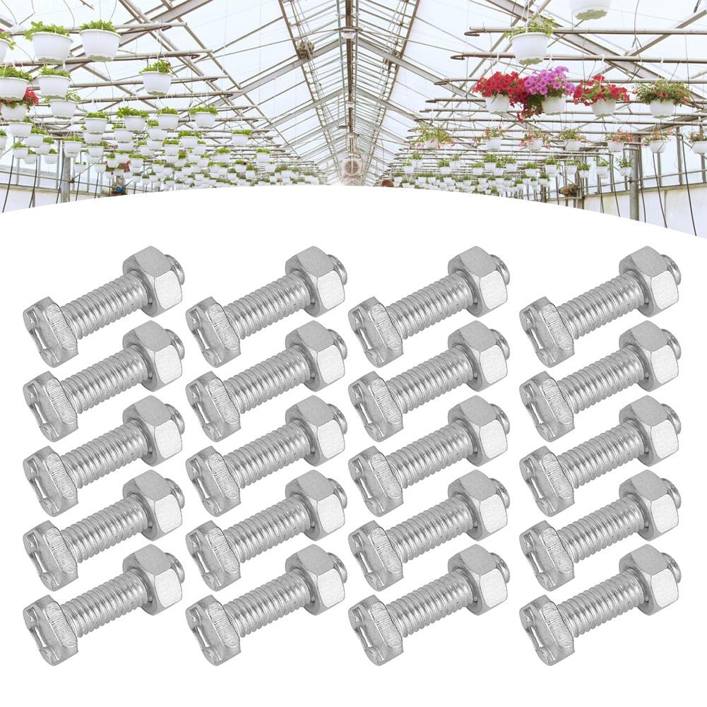 20 Set 22mm M6x22 Bolts and M6 Nut Aluminium Nuts & Bolts Set Tool Accessory for Greenhouse
