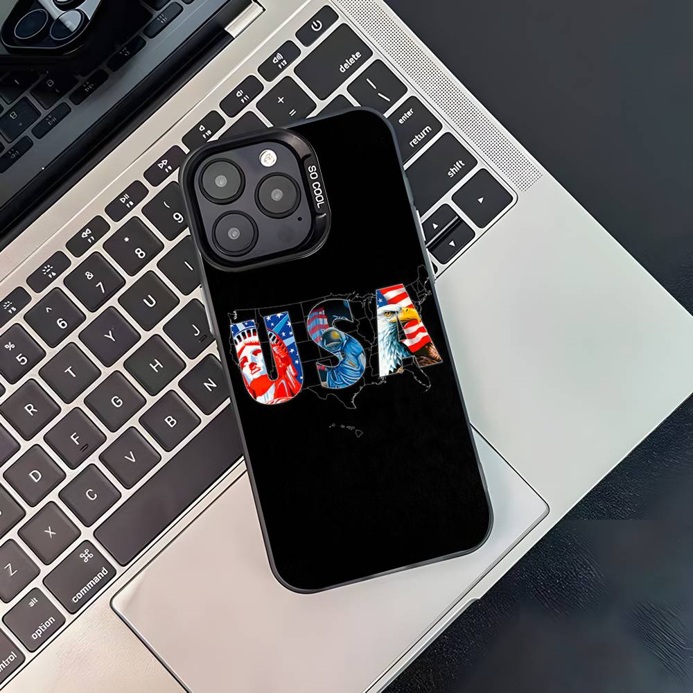 

Flag American USA Phone Case For iPhone 17,16,15,14,13,12,11,Pro,XS,Max,Plus,Mini,SE4,E Black Matte Shockproof Cover iPhone11PRO