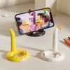 Creative Cat Phone Stand, Cute Plastic Cartoon Holder, Hands Free Horizontal Vertical Stand for Eating Watching, Free Sticker