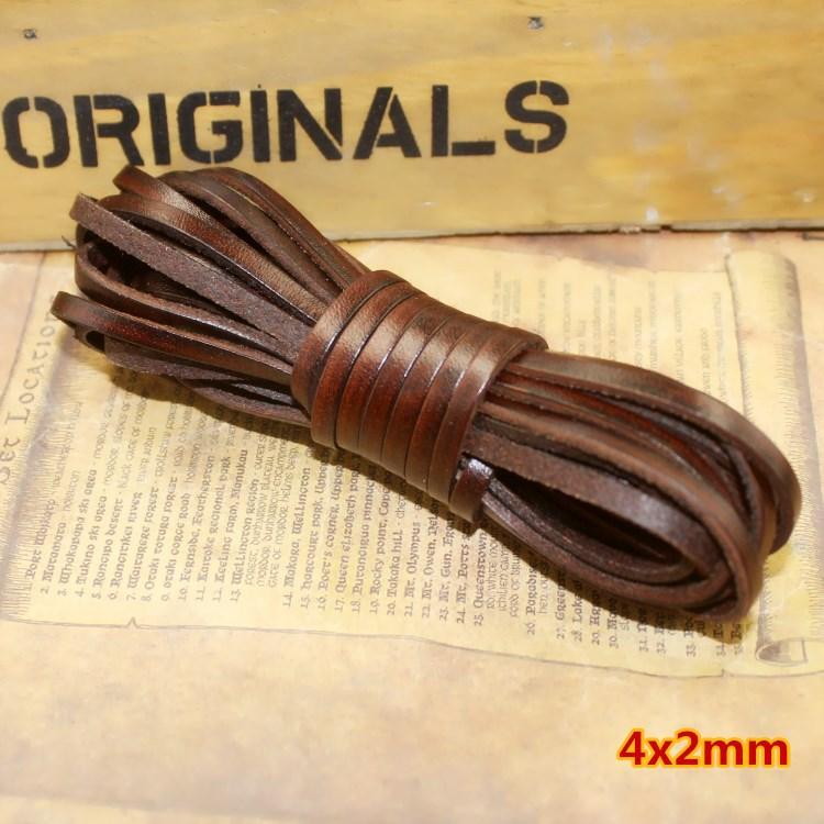 1.5 2 3 4 5 6 8 Mm Retro Brown Flat Round Genuine Cow Leather Cord for Bracelet Necklace Leather Rope String DIY Jewelry Making