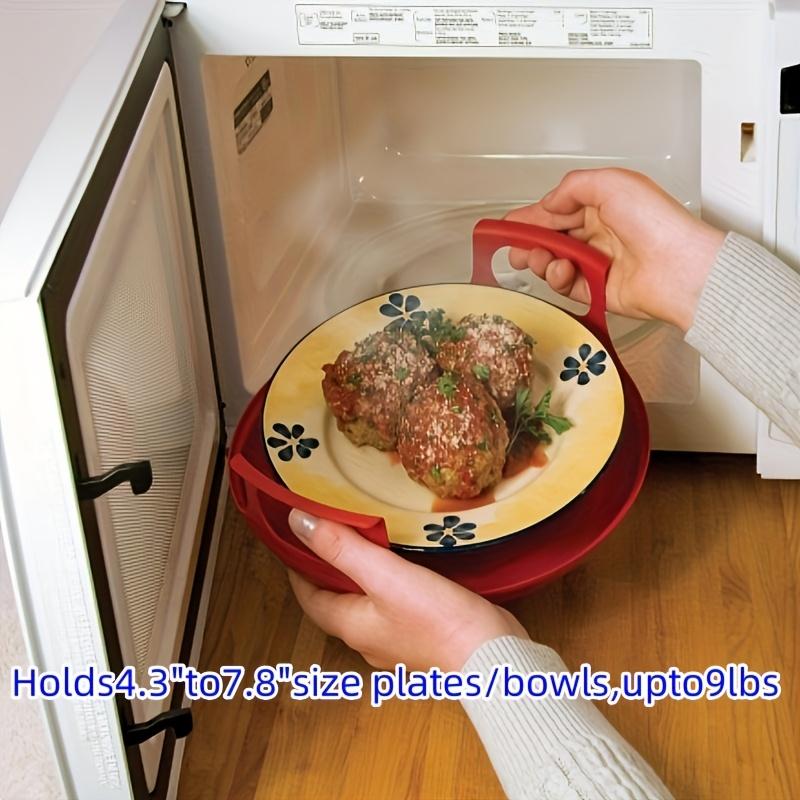 1Microwave heating tray with handle Microwave oven tableware accessories Microwave bowl rack Household kitchen utensil accessories Microwave 9.45Inch красный
