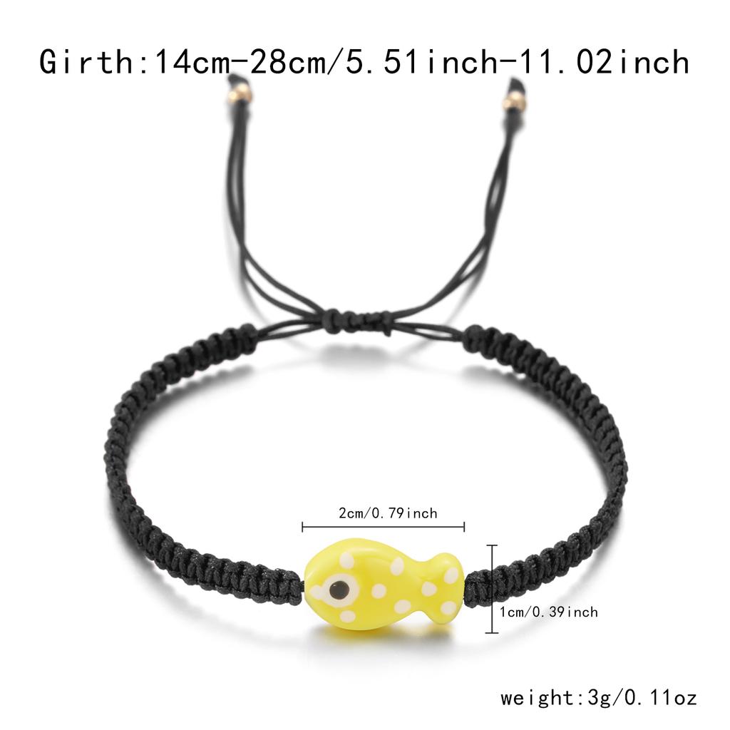 Pulsera trenzada de cerámica con pez koi de la suerte para mujer, multicolor, animal lindo, hecha a mano, ajustable, joyería de amistad