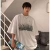 Men Short Sleeve T-Shirts Letter Graphic Print Half Sleeve Tshirts Pullover T-shirt Casual Tee Man Korean Casual Round Neck Retro Tops For