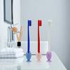 2 Piezas Soporte para Cepillo de Dientes Forma de Pez con Ventosa Fuerte Soporte para Cepillo de Dientes Silicona Suave Drenaje Rápido Organizador de Baño