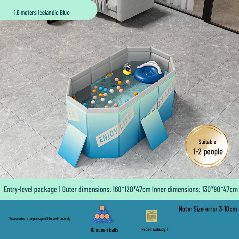 Blue No-Installation Inflatable-Free Family Swimming Pool for Outdoor Home Use - Ready for Immediate Use