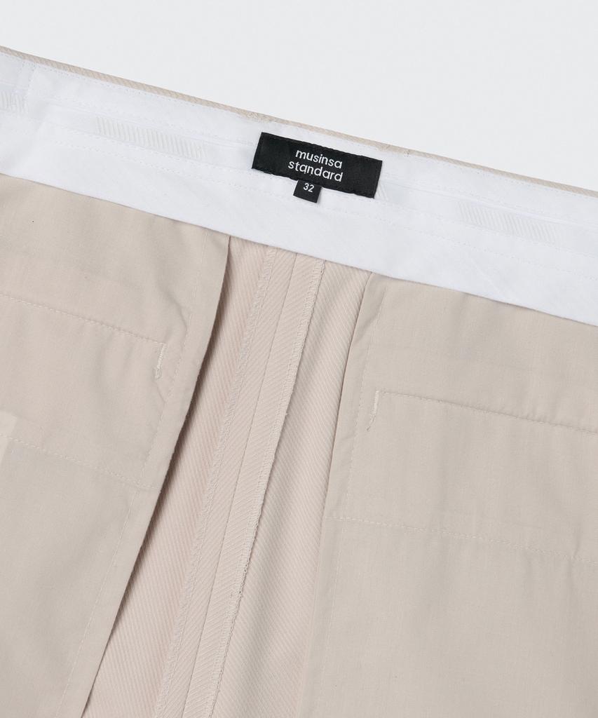 Musinsa Standard Whipcord One-Pleat Wide Hidden Banding Slacks [Cream]